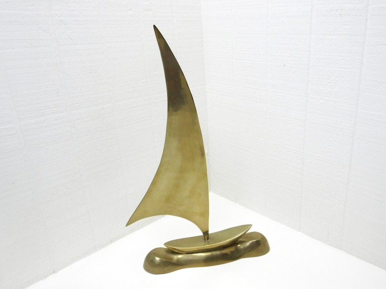Large vintage brass sailboat sculpture